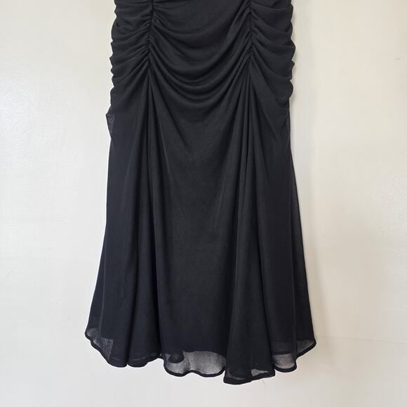 Vintage Tadashi Shoji Ruched Black Mini Dress Women S Gothic Whimsigoth Prom HOC - Picture 4 of 12